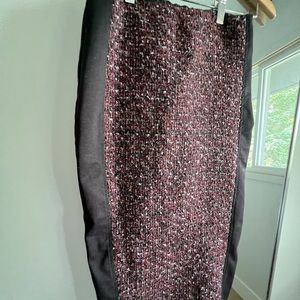 Red tweed pencil skirt